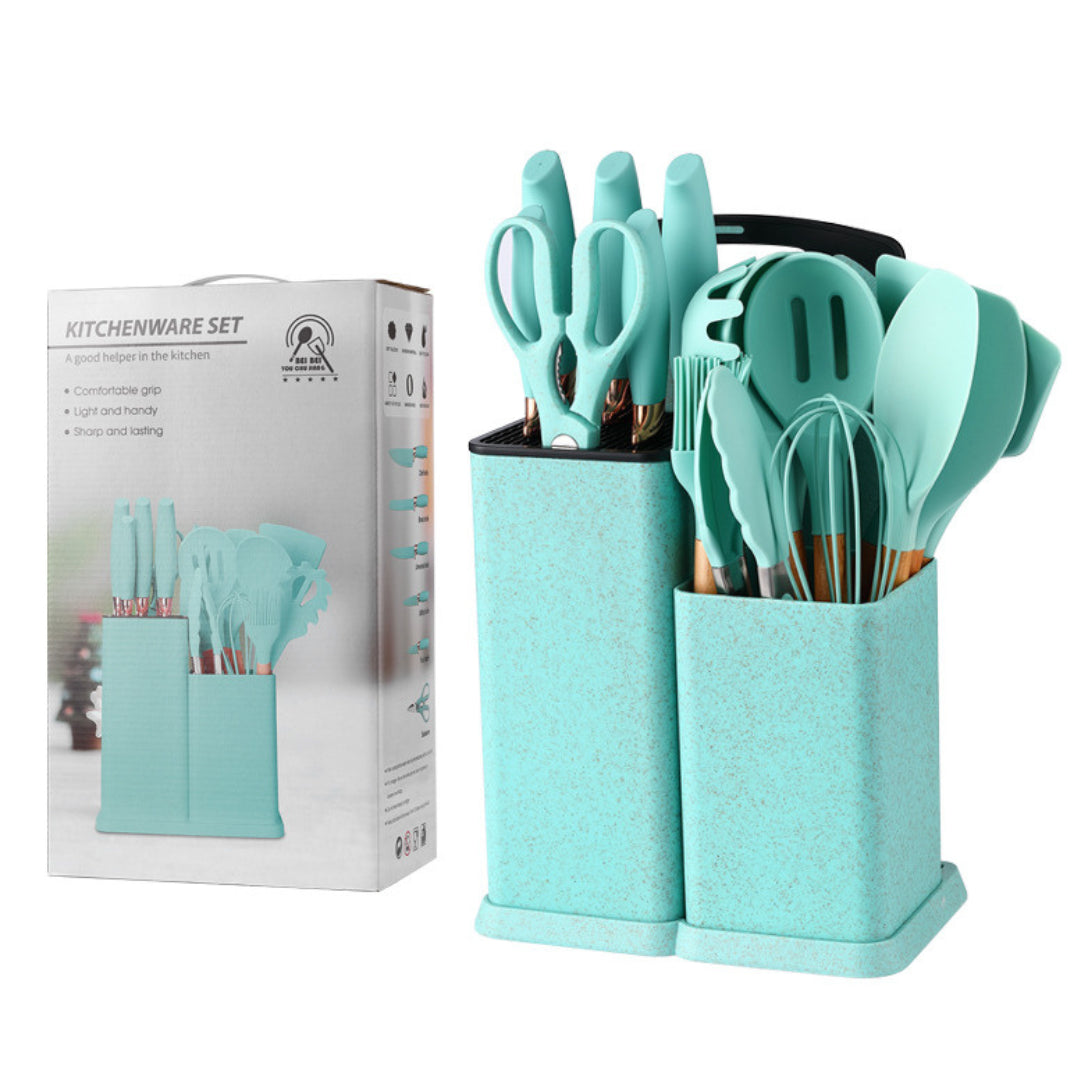 Conjunto Gourmet de Utensílios de Cozinha em Silicone - 19 Peças