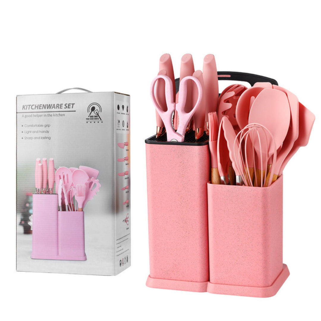 Conjunto Gourmet de Utensílios de Cozinha em Silicone - 19 Peças