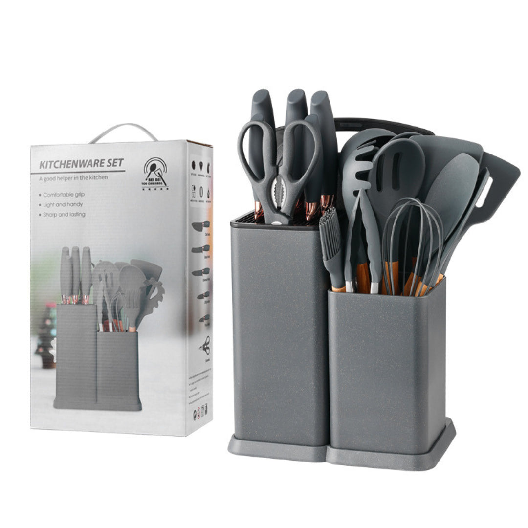 Conjunto Gourmet de Utensílios de Cozinha em Silicone - 19 Peças